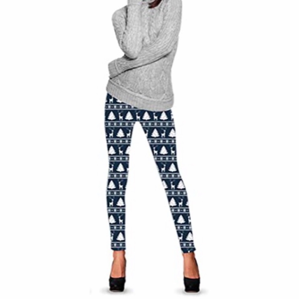 NWT Blue Star Holiday Fleece Thermal Leggings Sz L